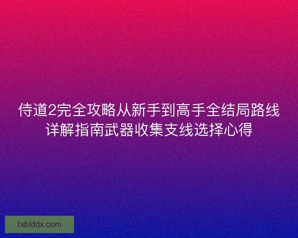 侍道2完全攻略从新手到高手全结局路线详解指南武器收集支线选择心得